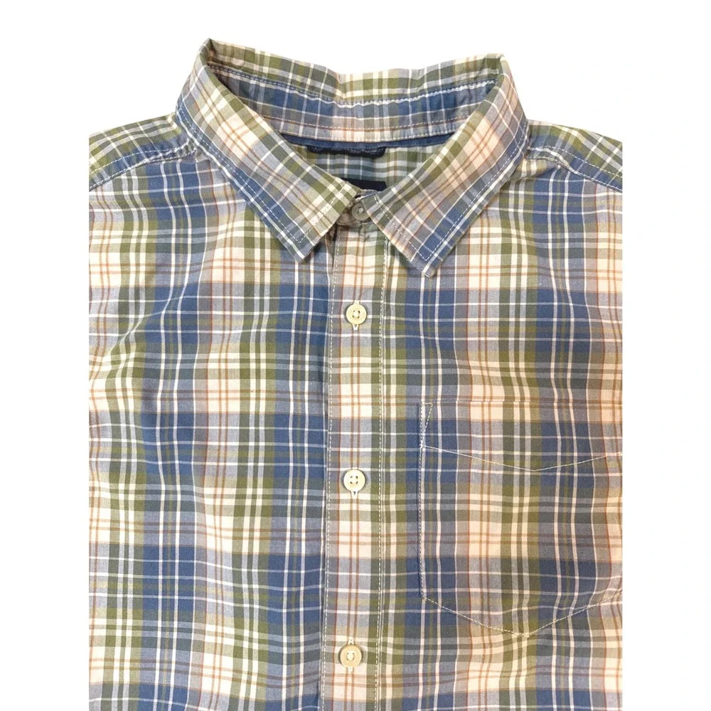 The North Face (Blue/Green) Plaid Short Sleeve Shirt Mens Medium Cotton Blend
